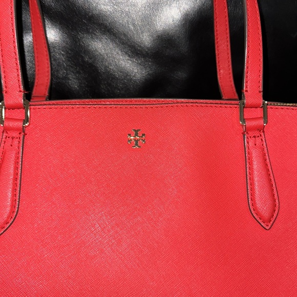 🔥🔥🔥Tory Burch Red Leather Emerson Convertible Zip Tote Shoulder Bag - Picture 3 of 12